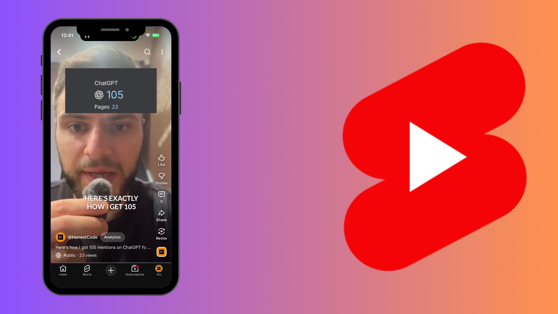 YouTube Shorts vertical video — 9:16 format with caption safe zone and UI overlay positions