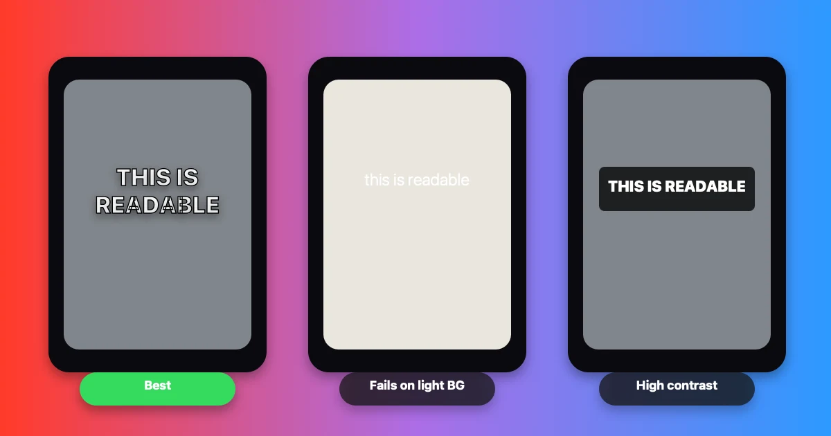 YouTube Shorts caption style comparison — bold outline vs thin text vs background box