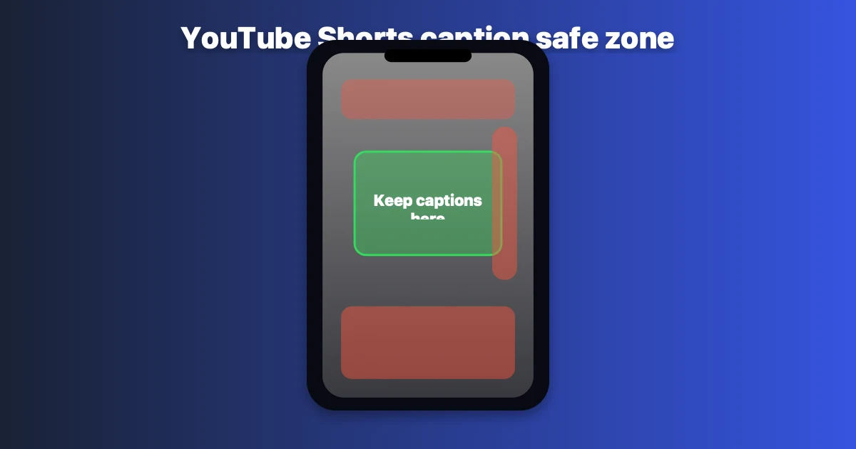 YouTube Shorts caption size guide — 7-10% frame height, safe zone positioning